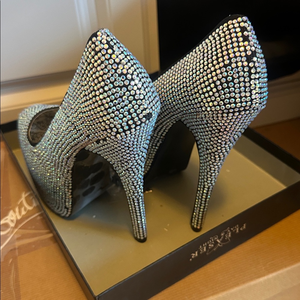 Pleaser Silver Rhinestone Heels - Picture 3 of 4